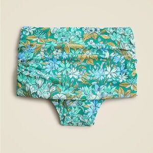 J.Crew Ruched high-rise full-coverage bikini bottom in aqua blooms